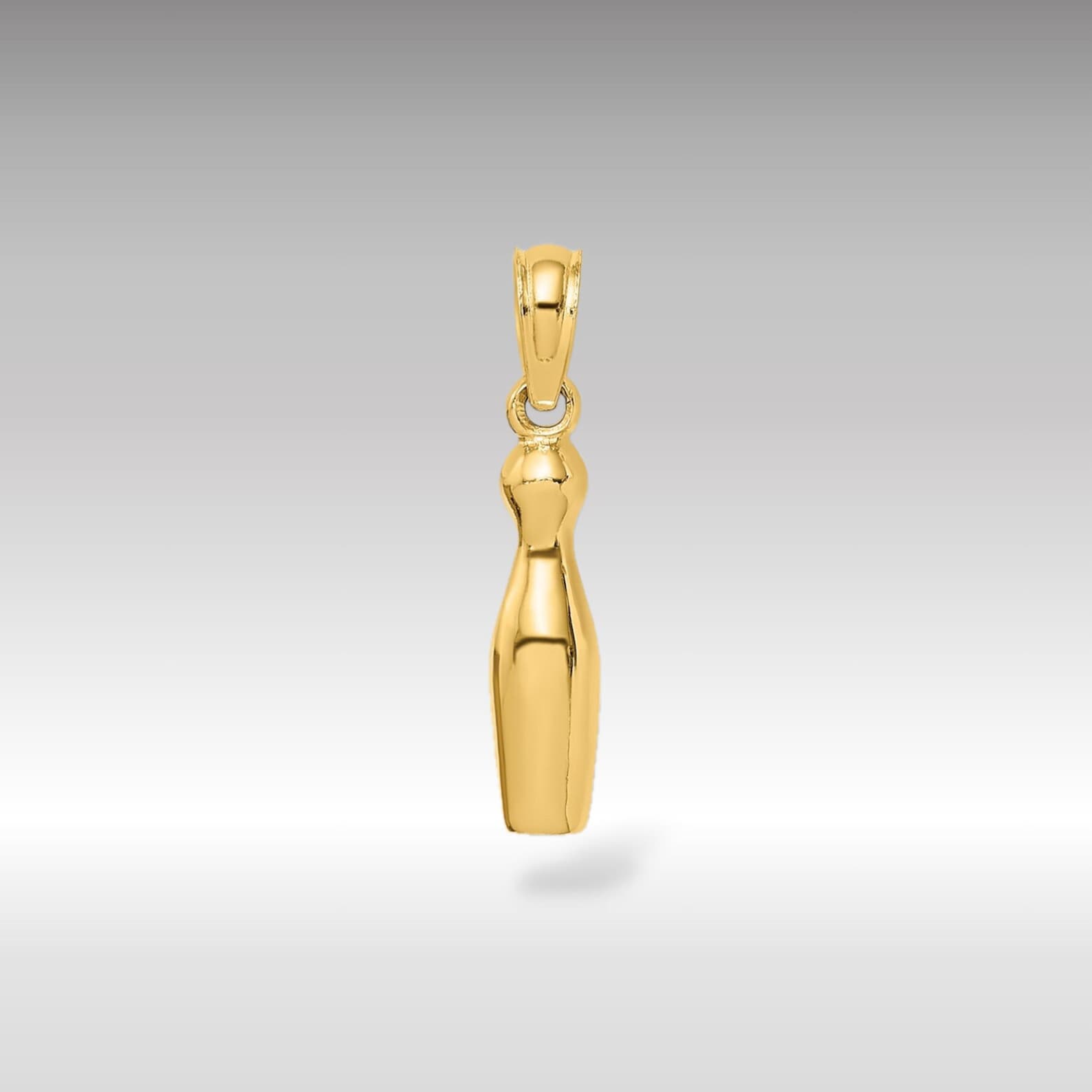 Gold 3D Bowling Pin Pendant - Charlie & Co. Jewelry