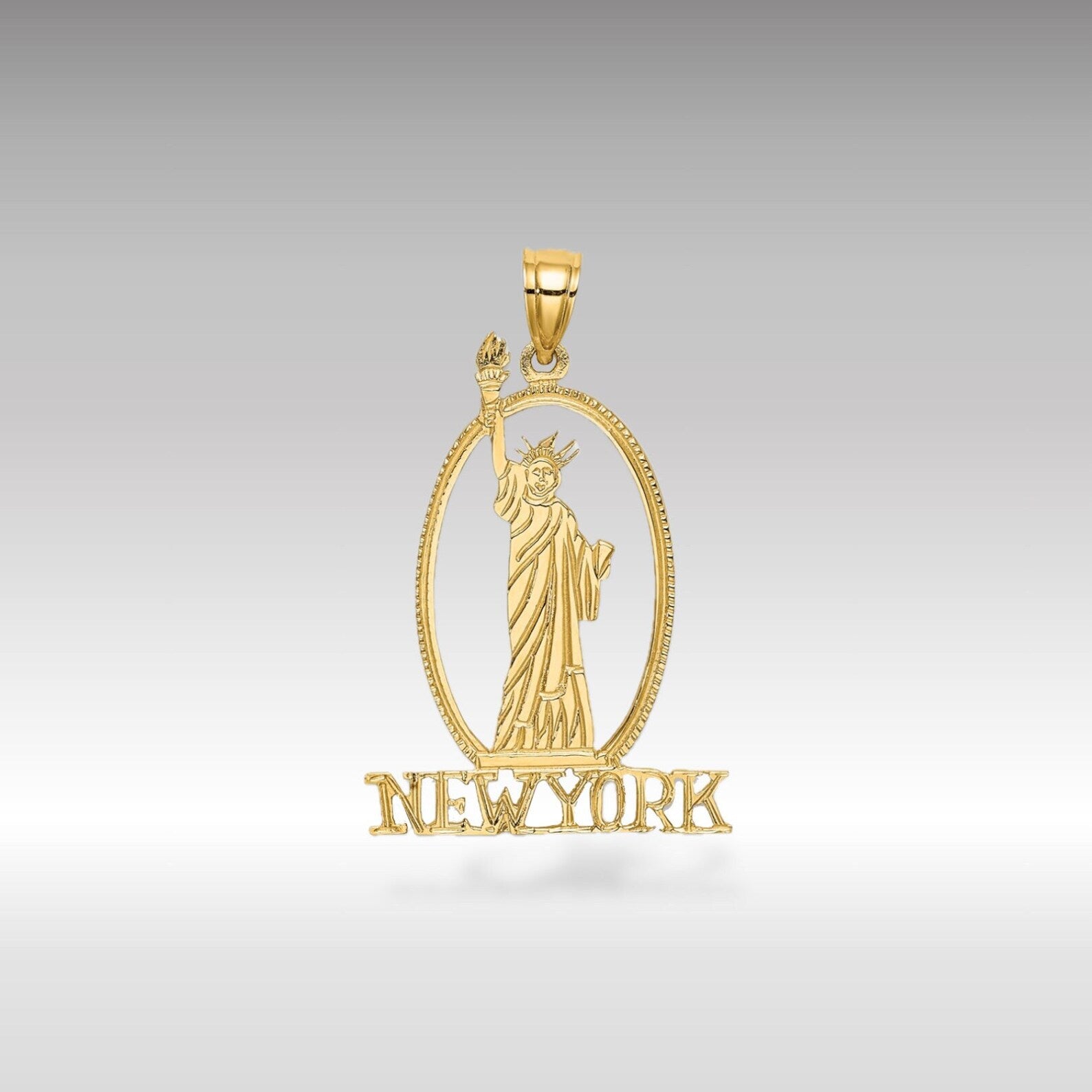 Gold New York with Statue of Liberty Charm Model-C3073 - Charlie & Co. Jewelry