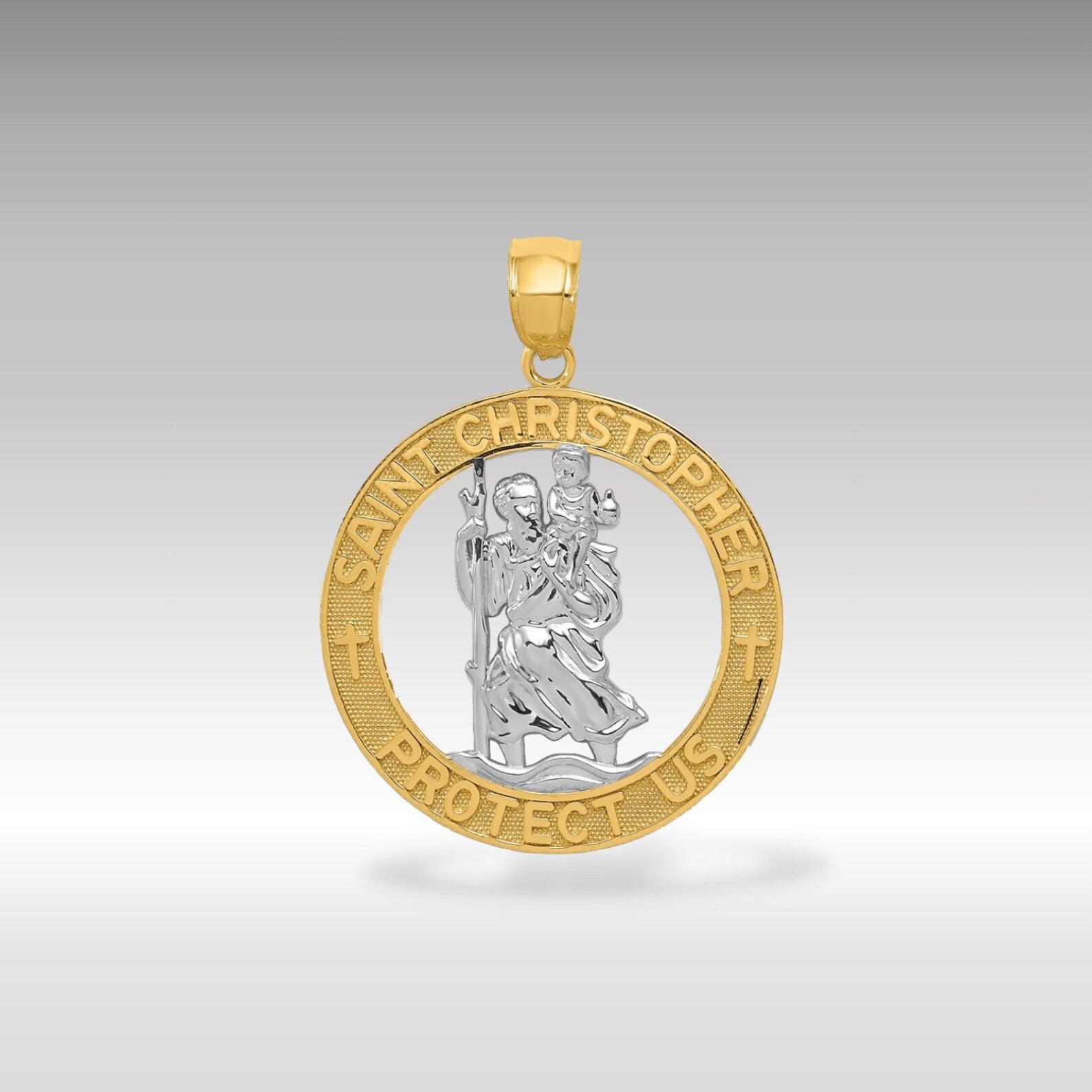Yellow and White Gold St Christopher Medal Pendant Model-C4522