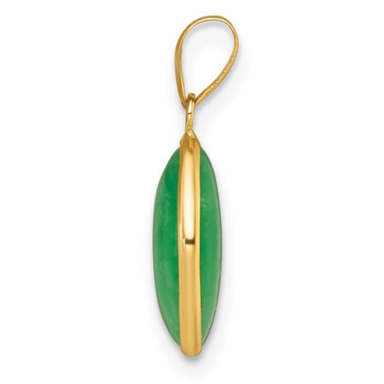 14k Green Jade Cabochon Oval Charm - Model XP5312