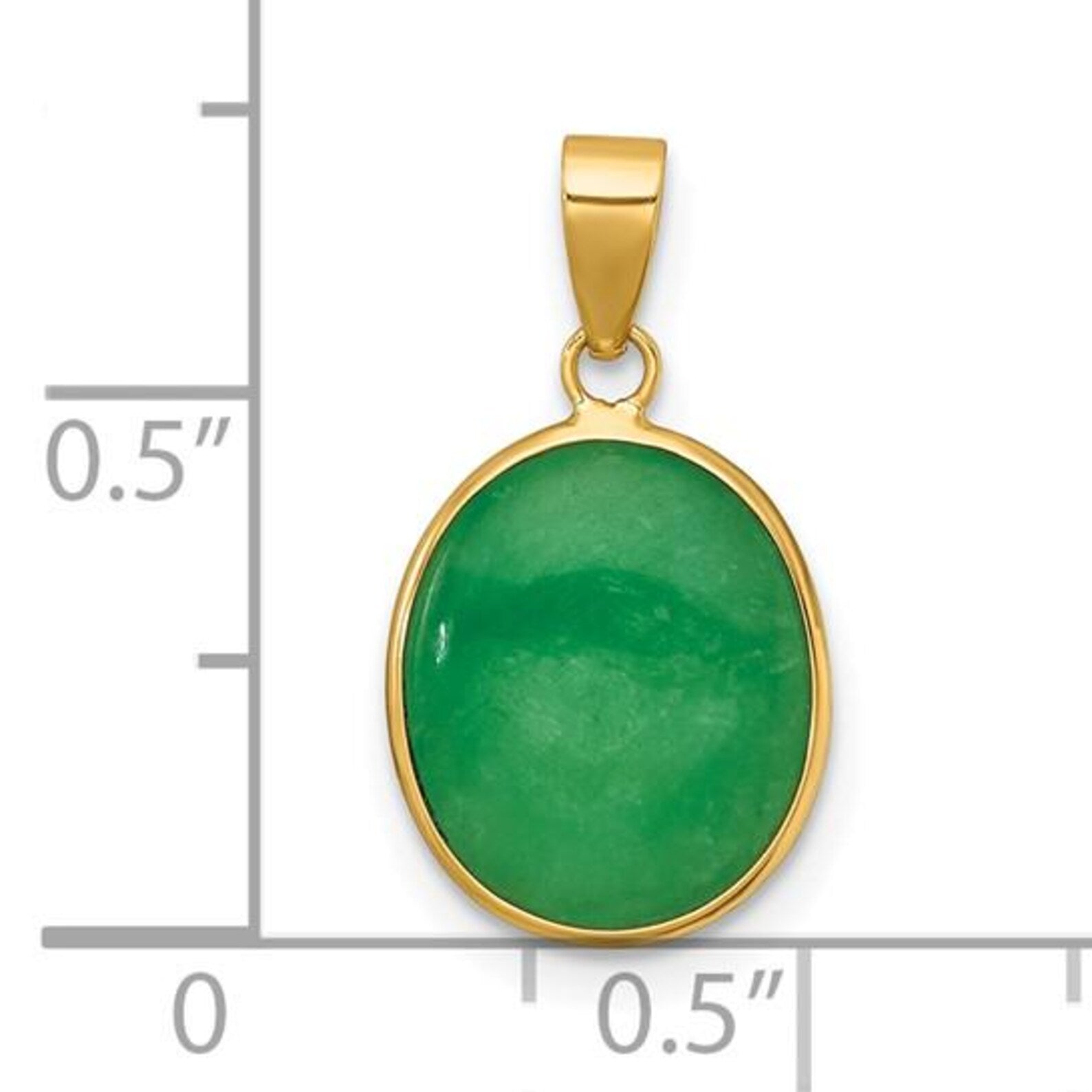 14k Green Jade Cabochon Oval Charm - Model XP5312