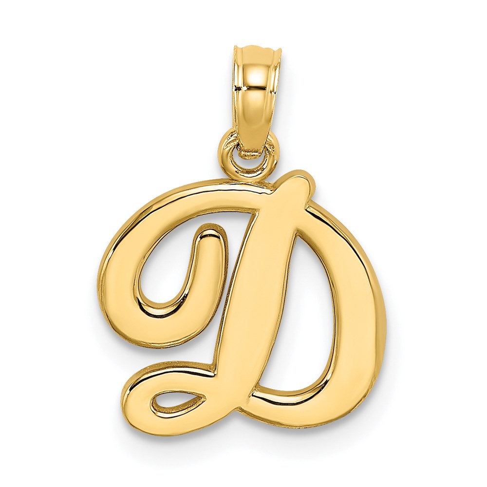 14k Script Letter D Initial Pendant - Model K6422D - Charlie & Co. Jewelry