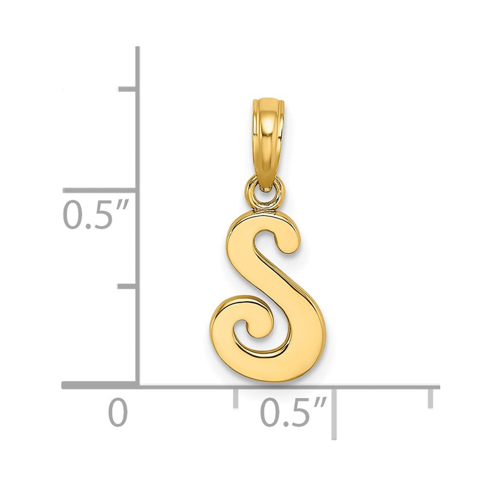 14k Script Letter S Initial Pendant - Model K6422S - Charlie & Co. Jewelry
