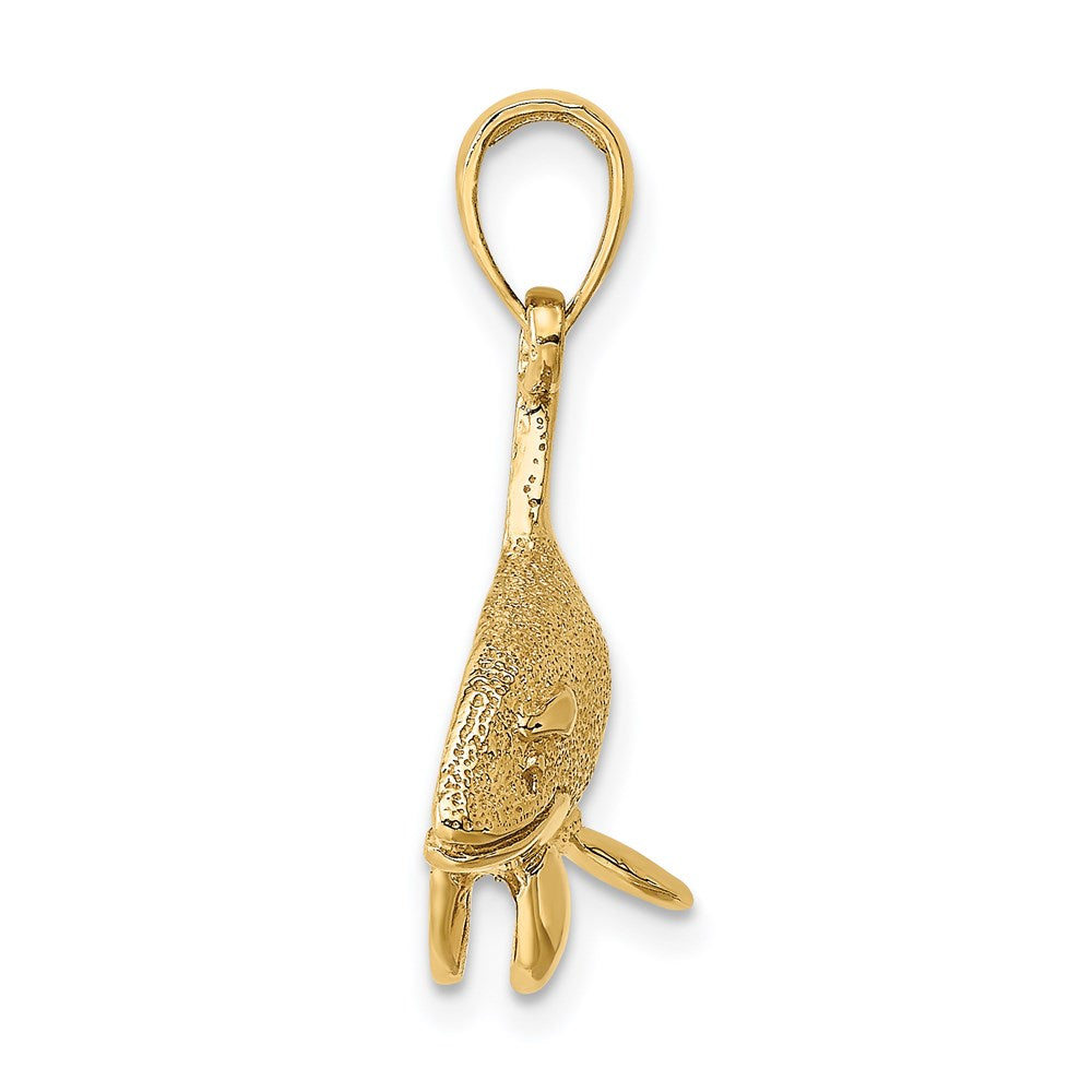 14k 2-d Textured Orca Whale Charm - Model K7874