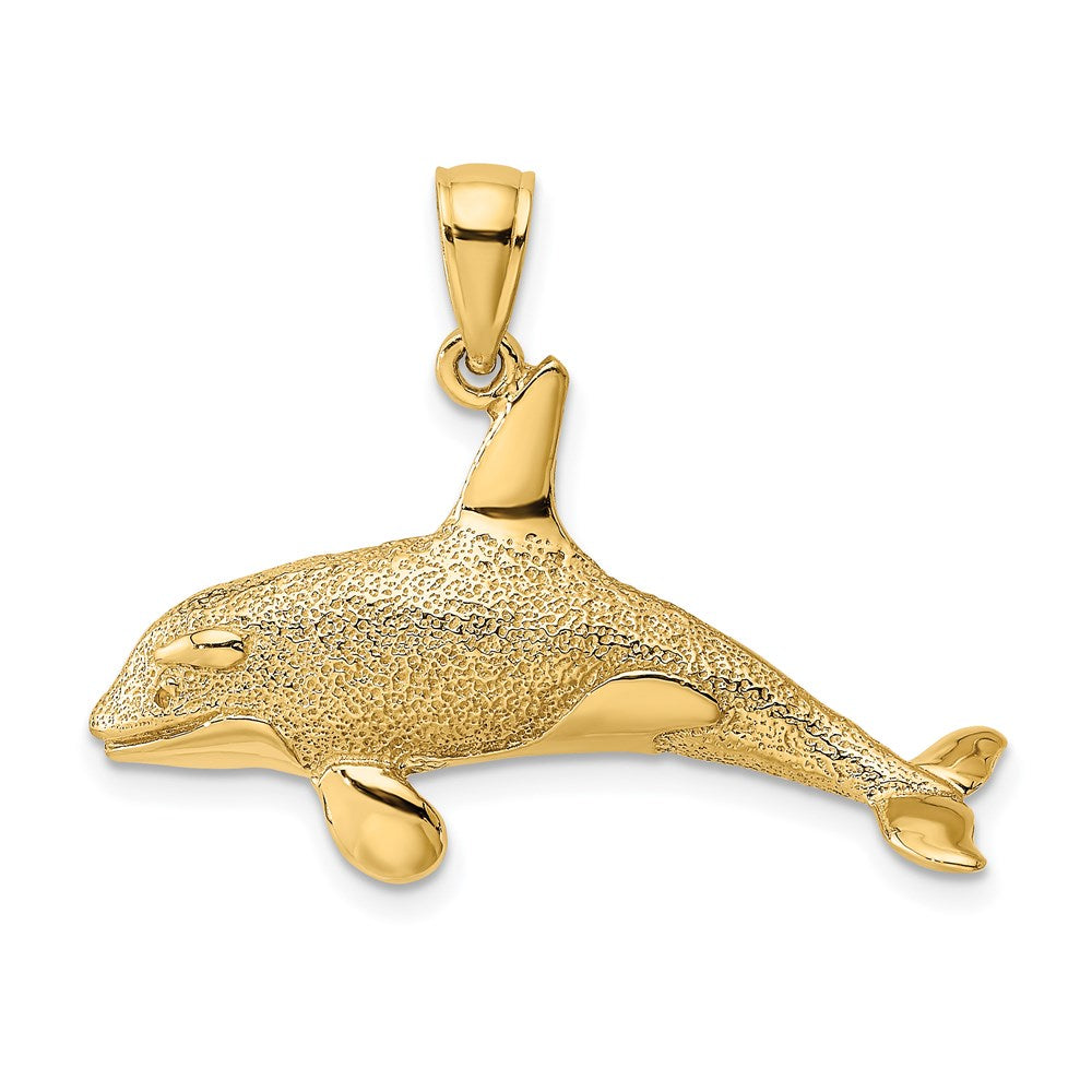14k 2-d Textured Orca Whale Charm - Model K7874