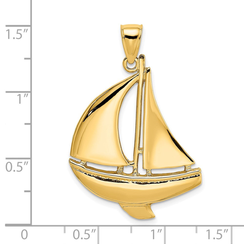 14k 2-d Polished Sailboat Charm - Model K7875