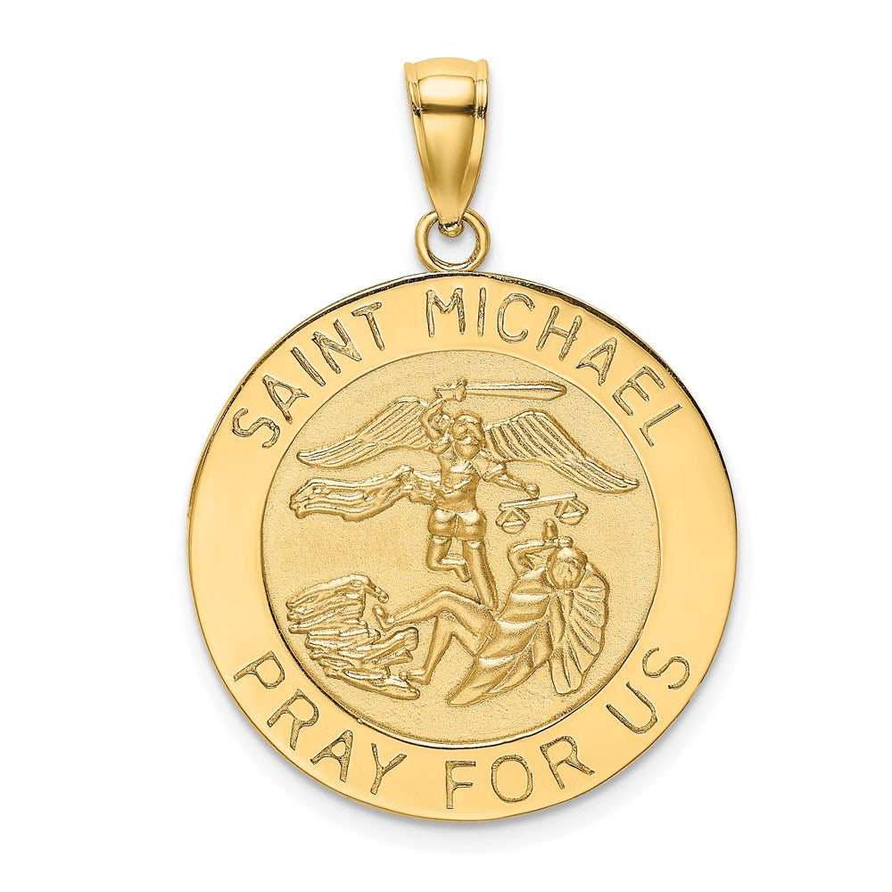 14K Gold Medium Saint Michael Solid Medal Pendant - Model K8490