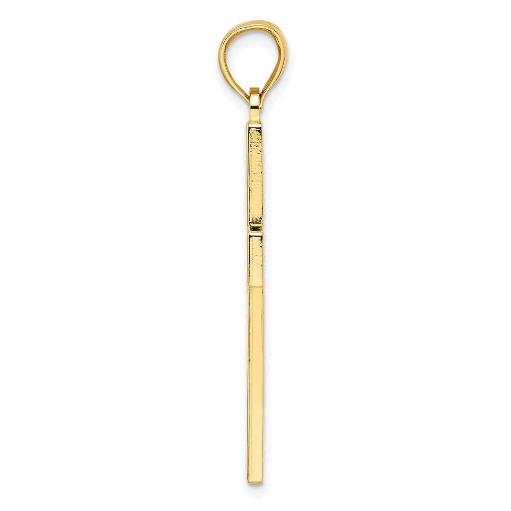 14k Beaded & Polished Double Cross Pendant - Model K9893