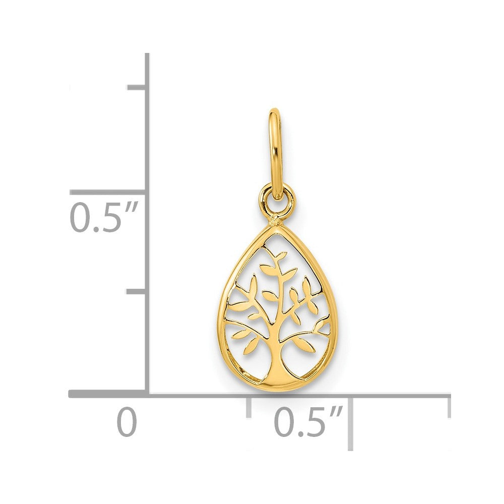 14k Polished Teardrop Tree Of Life Pendant - Model K9945