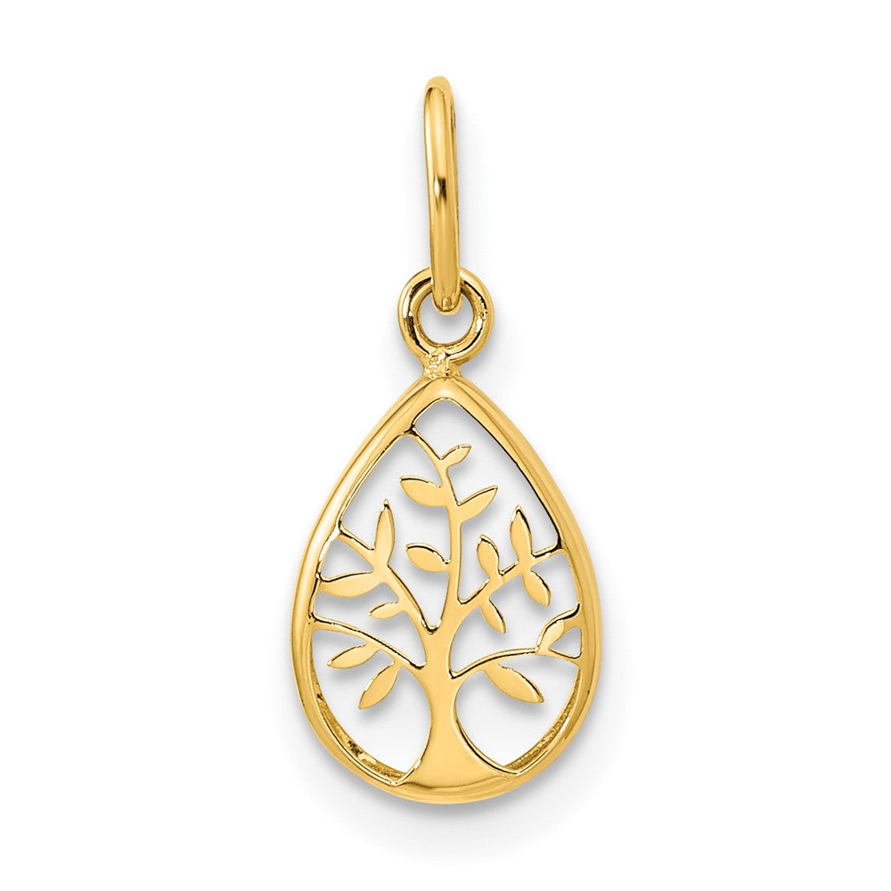 14k Polished Teardrop Tree Of Life Pendant - Model K9945
