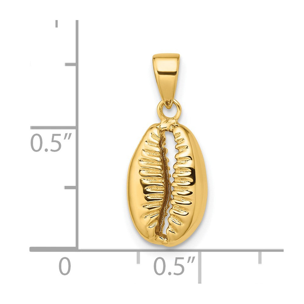 14k Polished 3d Crowrie Shell Pendant - Model K9947