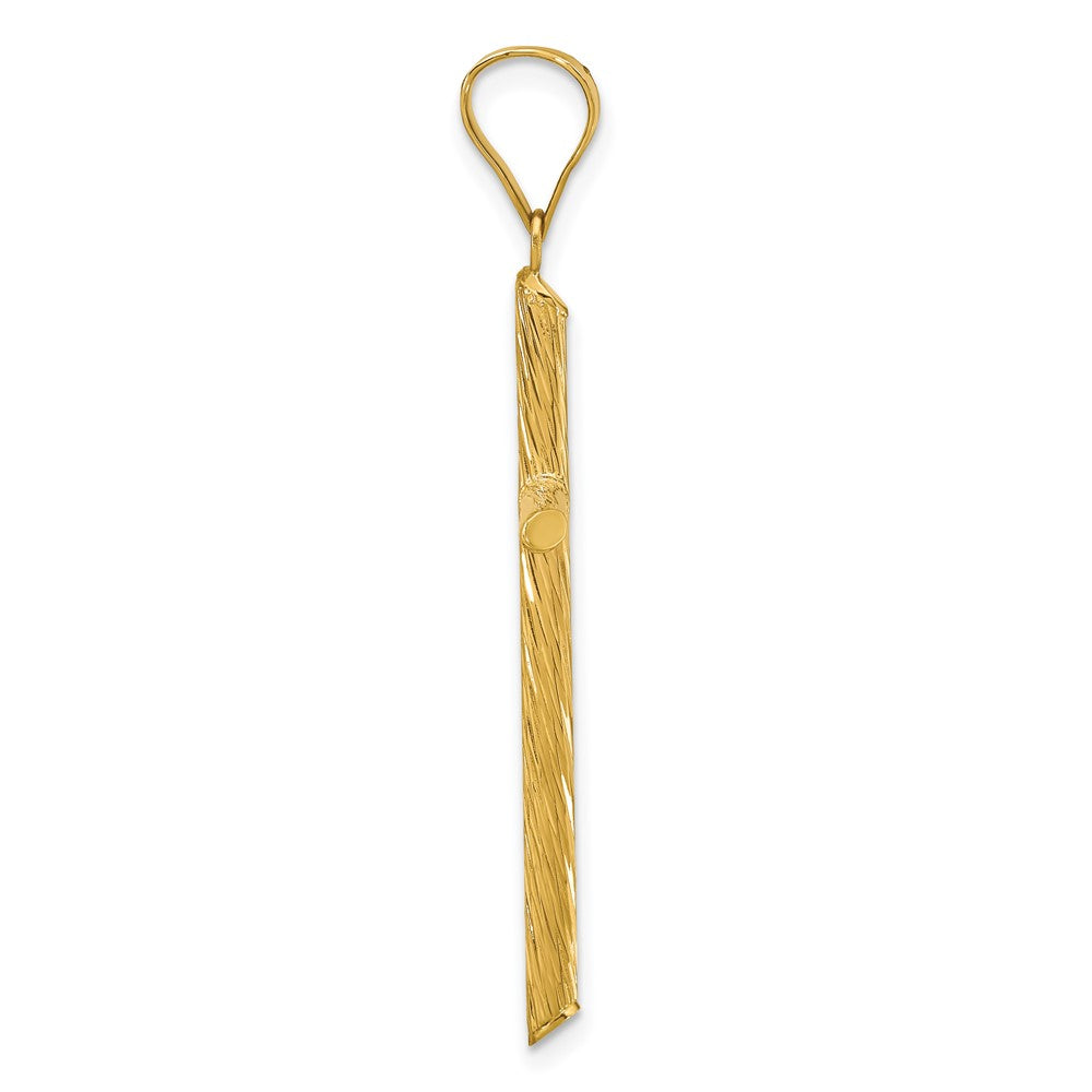 14k Polished & Textured Fancy Cross Pendant - Model K9950