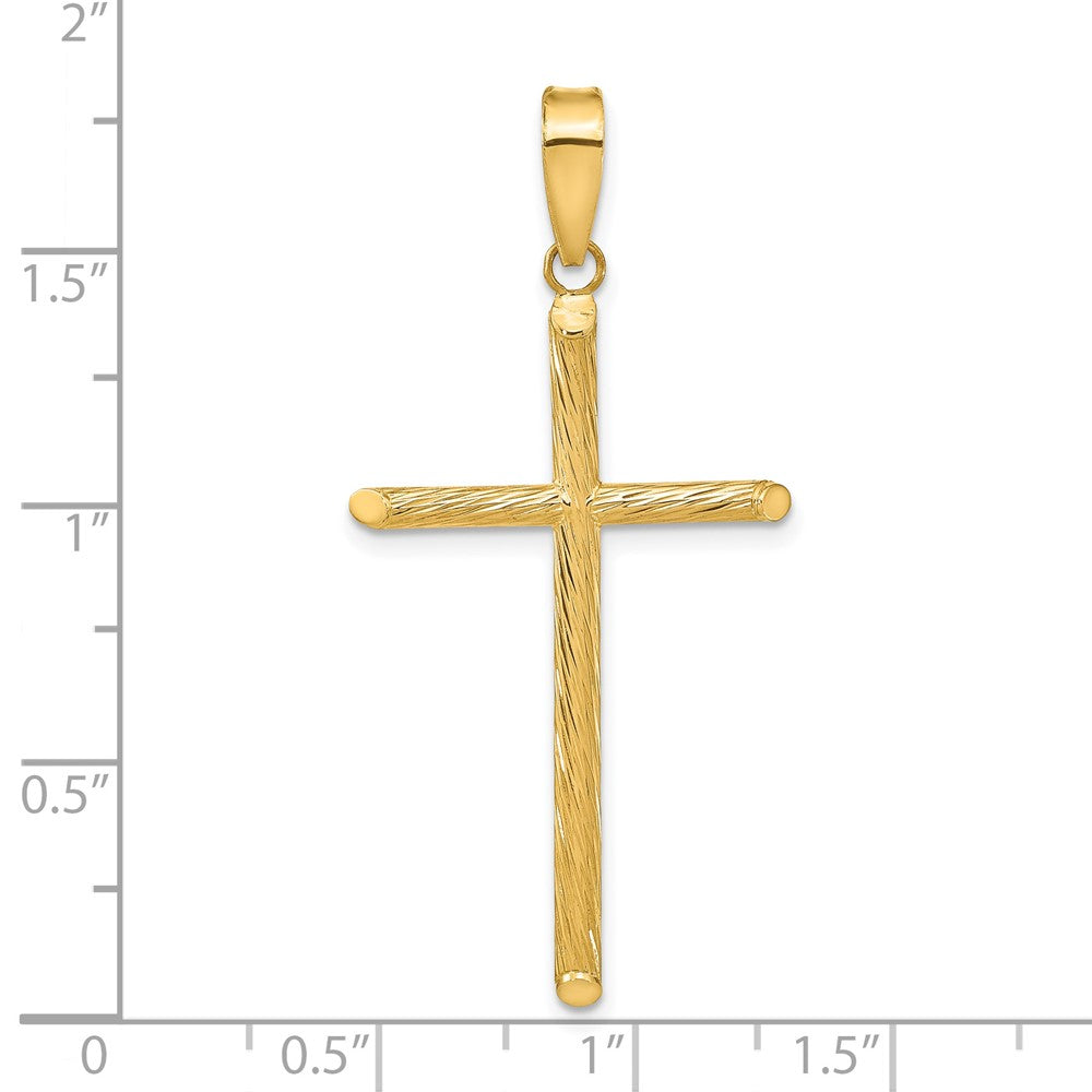 14k Polished & Textured Fancy Cross Pendant - Model K9950