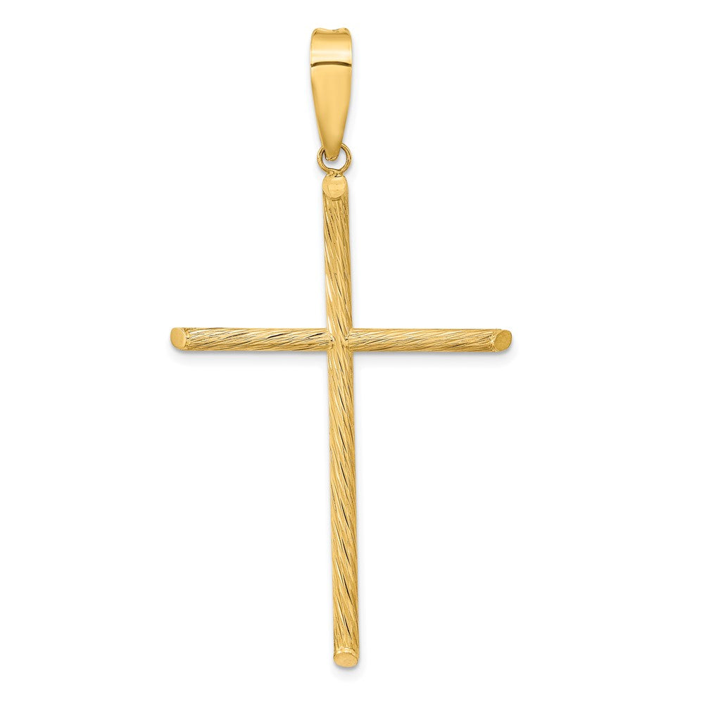 14k Polished & Textured Fancy Cross Pendant - Model K9952