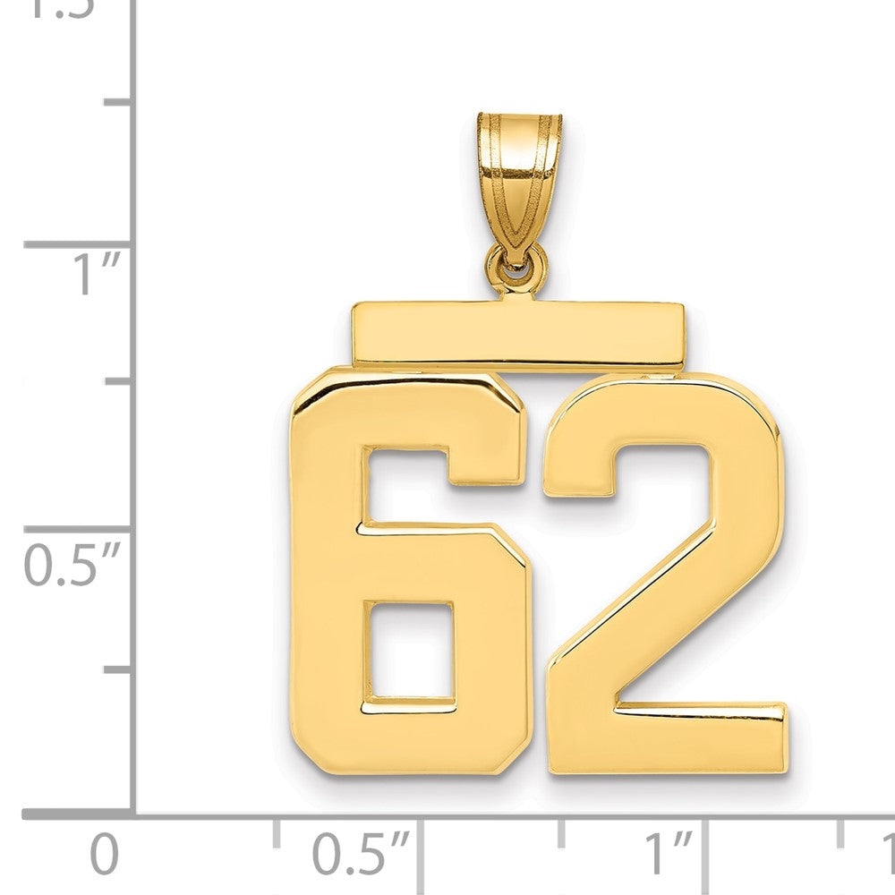 14k Large Polished Number 62 Charm - Model LP62