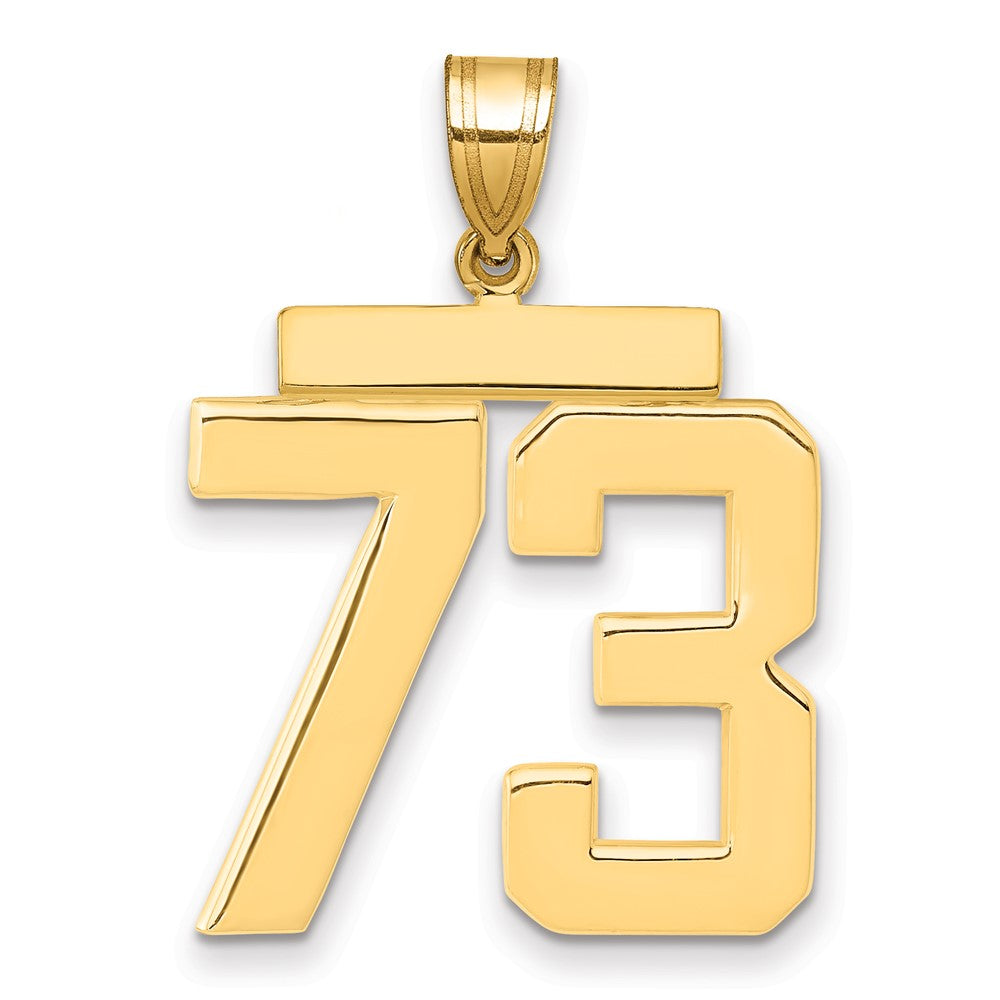 14k Large Polished Number 73 Charm - Model LP73