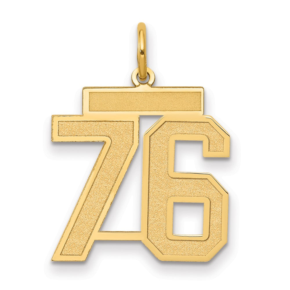 14k Medium Satin Number 76 Charm - Model LSM76