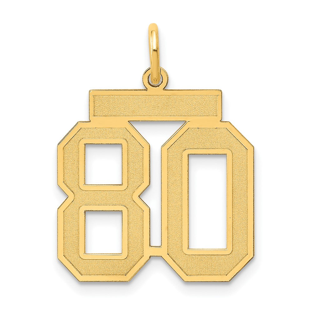 14k Medium Satin Number 80 Charm - Model LSM80