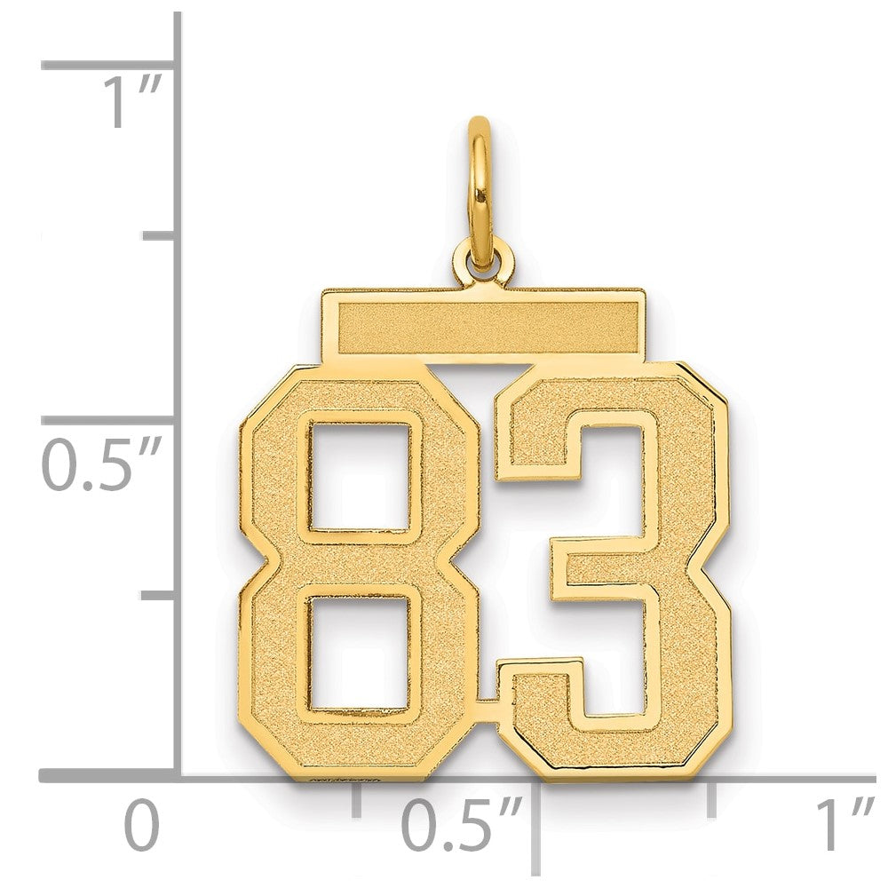 14k Medium Satin Number 83 Charm - Model LSM83