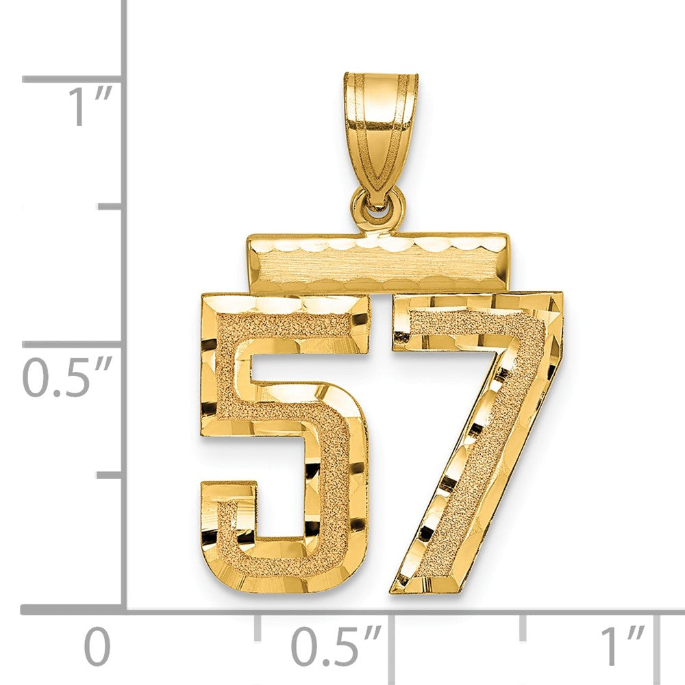 14k Medium Diamond-cut Number 57 Charm - Model MN57