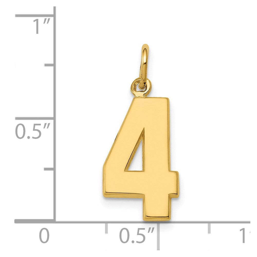 14k Medium Polished Number 4 Charm - Model MP04