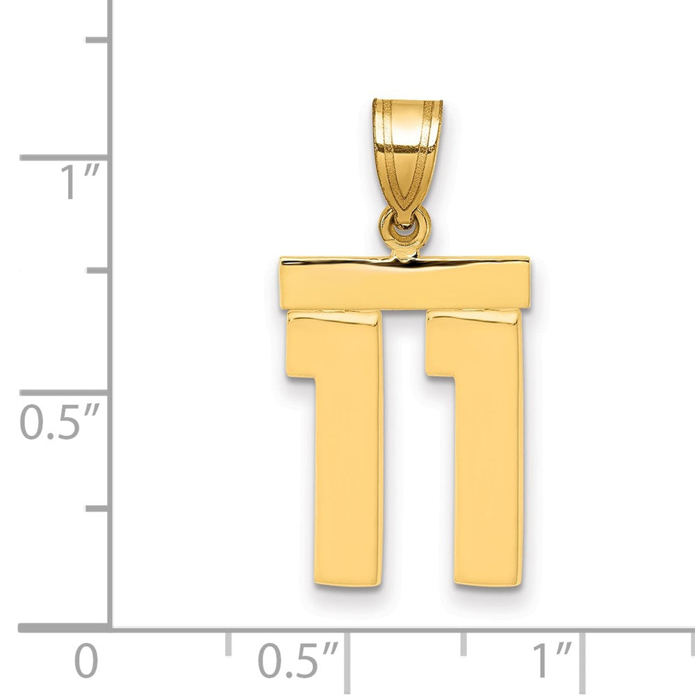 14k Medium Polished Number 11 Charm - Model MP11