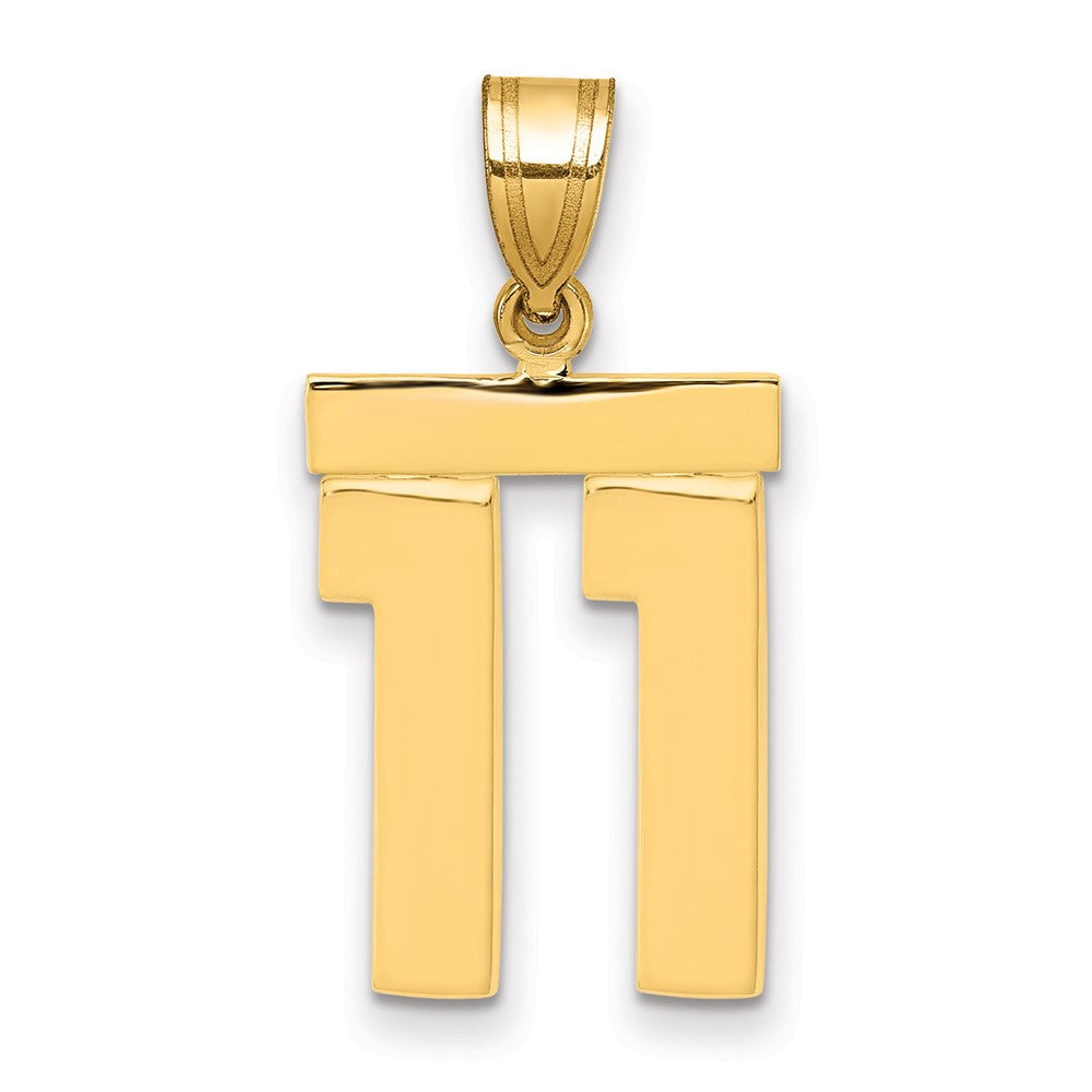 14k Medium Polished Number 11 Charm - Model MP11