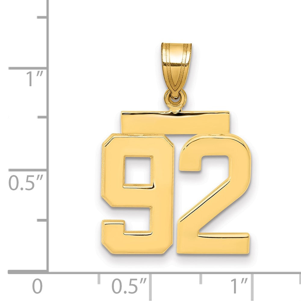 14k Medium Polished Number 92 Charm - Model MP92