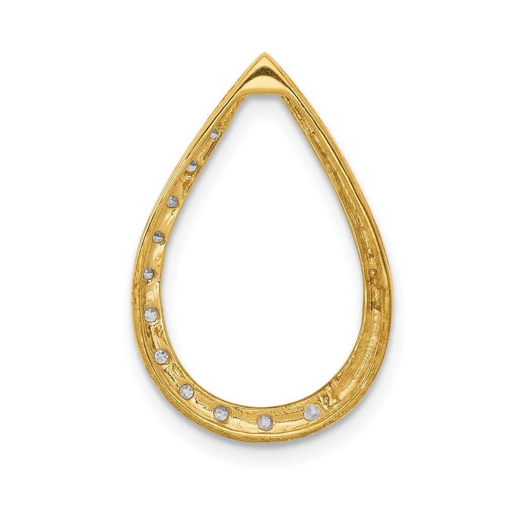 14k Polished 1/10ct. Diamond Teardrop Chain Slide - Model PM4800-010-YA - Charlie & Co. Jewelry