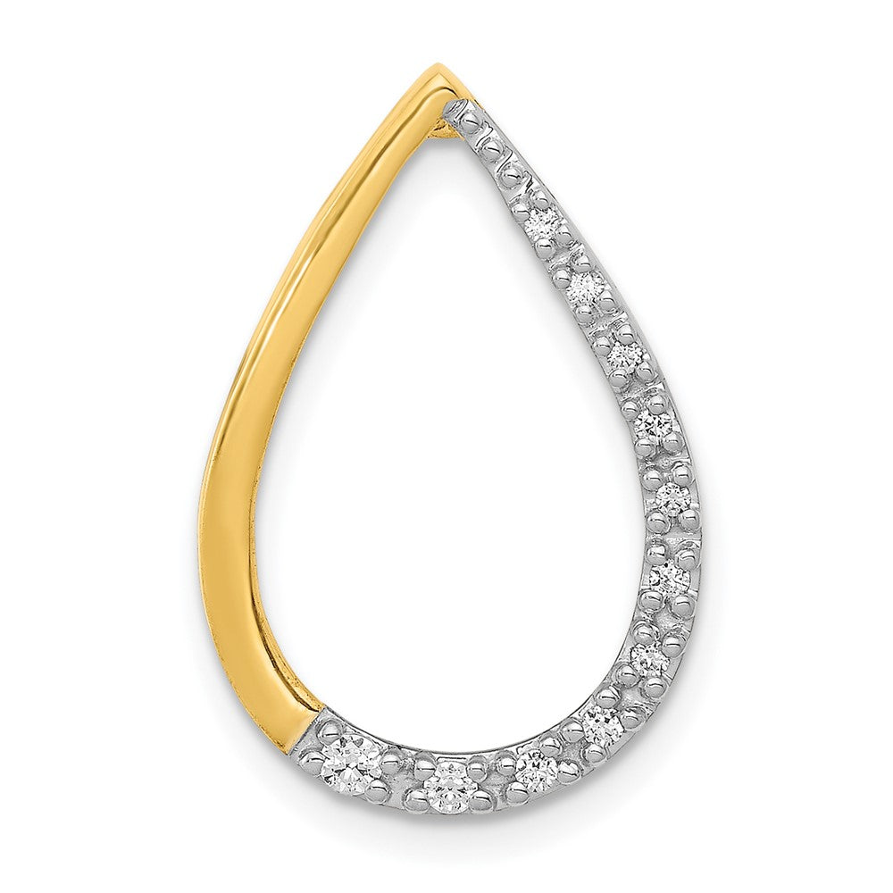 14k Polished 1/10ct. Diamond Teardrop Chain Slide - Model PM4800-010-YA - Charlie & Co. Jewelry