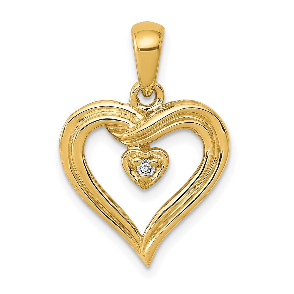 14k Aa Diamond Heart Pendant - Model PM4843-002-YA