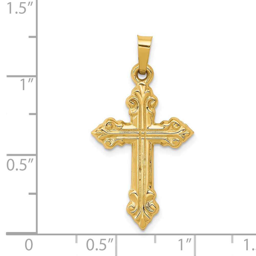 14k Brushed And Polished Budded Cross Pendant - Model XR1472