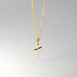 Gold Classic Tube Cross Pendant Model-0878 - Charlie & Co. Jewelry