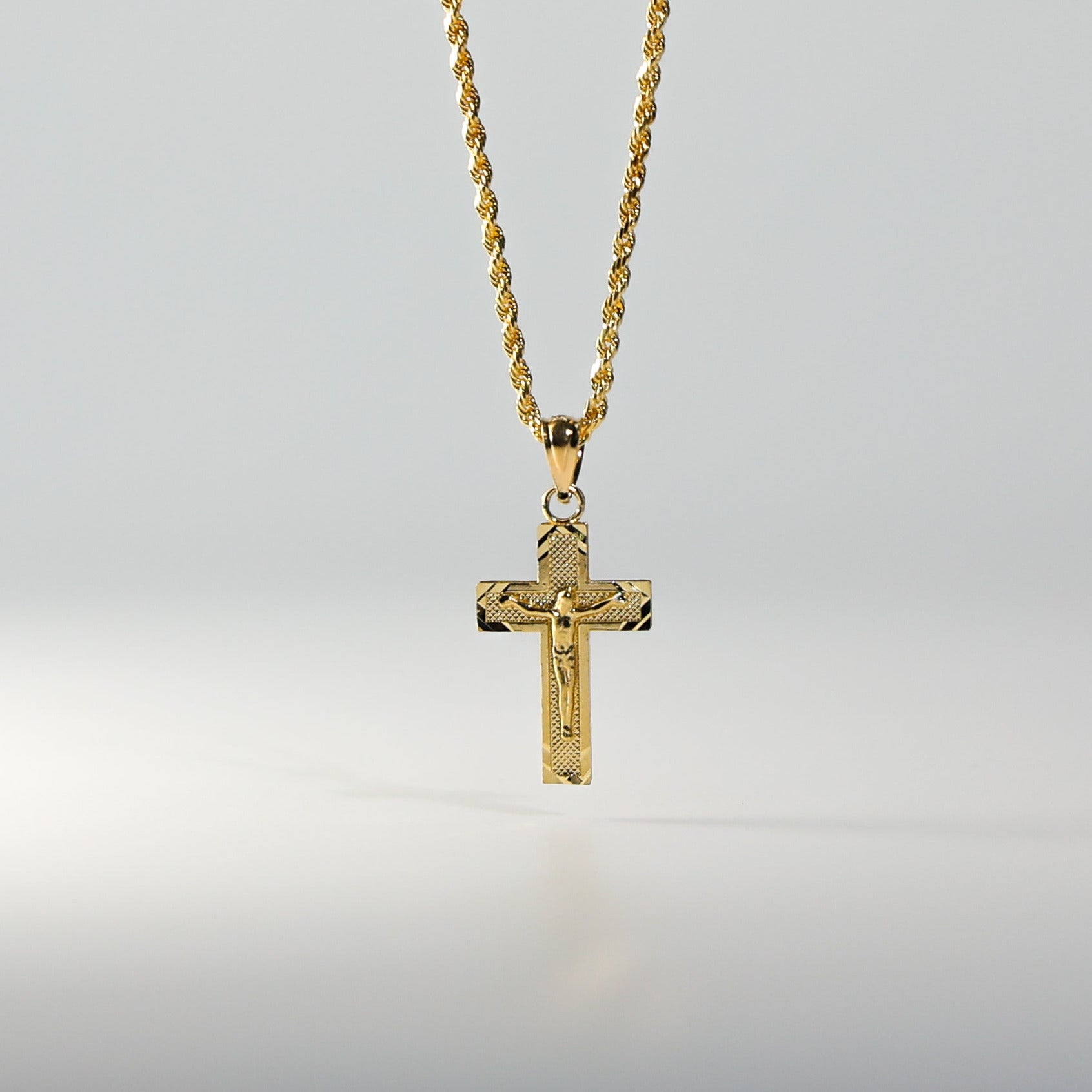 Gold Crucifix Cross Diamond Cut Pendant Model-0043 - Charlie & Co. Jewelry