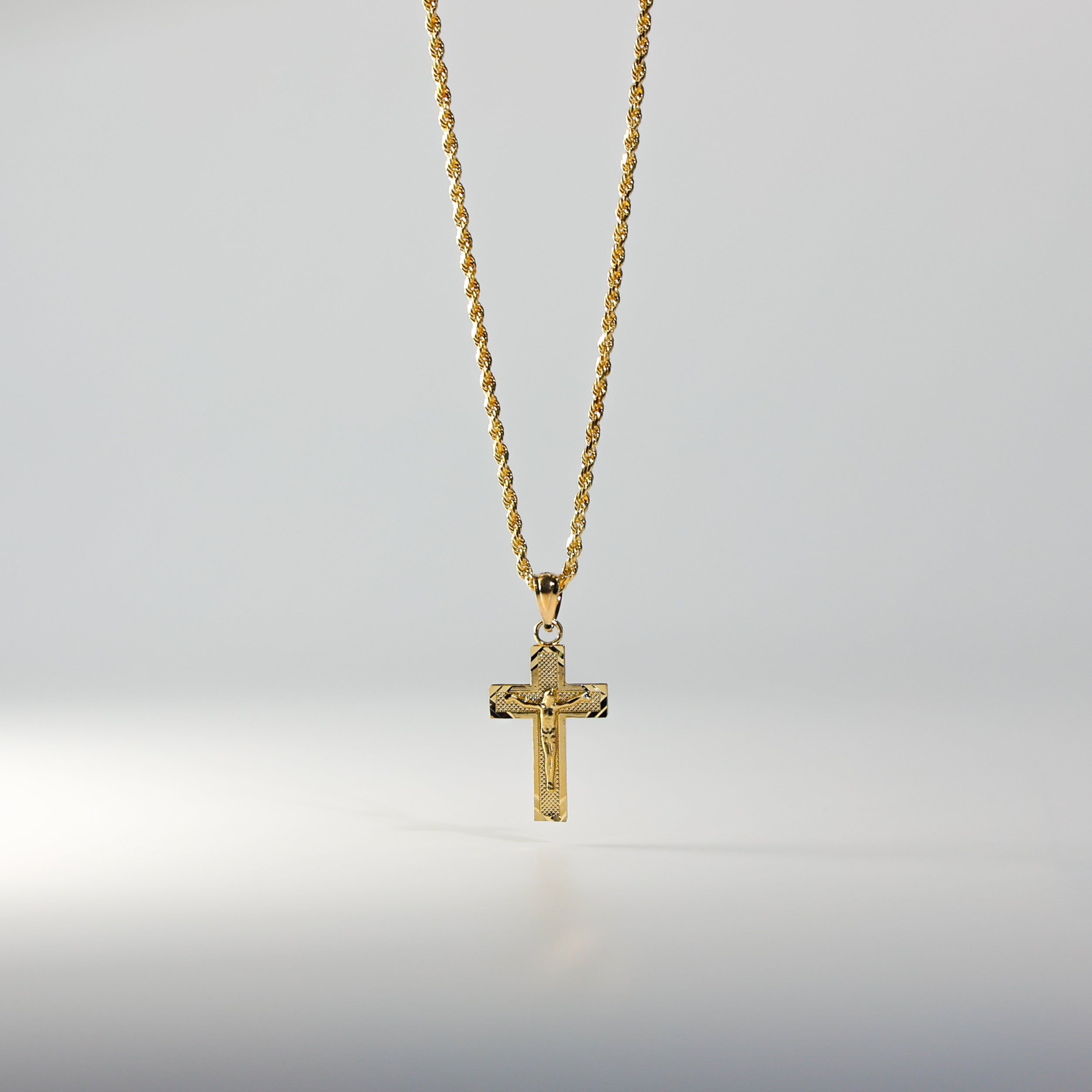 Gold Crucifix Cross Diamond Cut Pendant Model-0043 - Charlie & Co. Jewelry