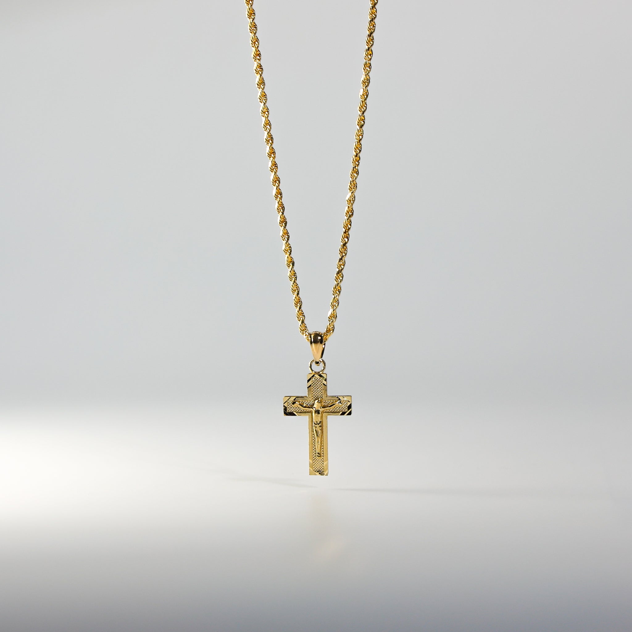 Gold Crucifix Cross Diamond Cut Pendant Model-0043 - Charlie & Co. Jewelry