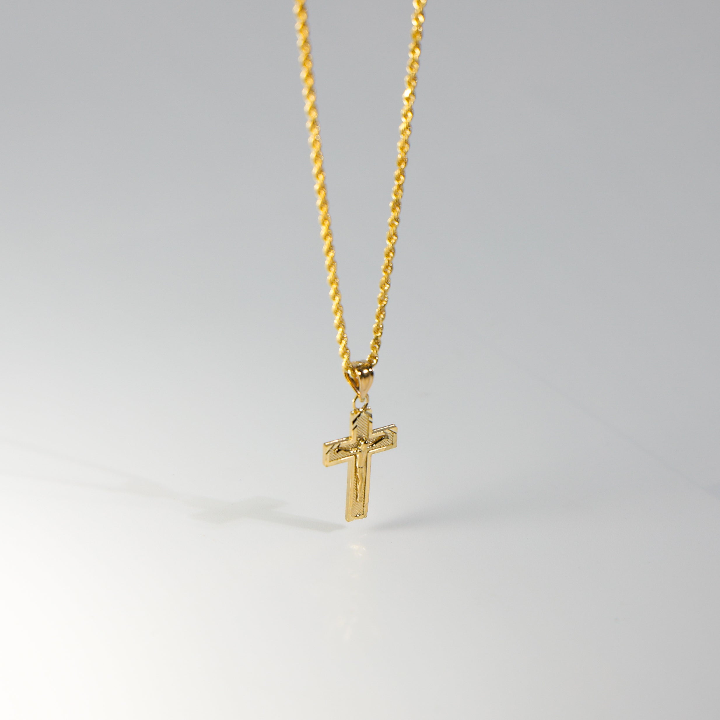 Gold Crucifix Cross Diamond Cut Pendant Model-0043 - Charlie & Co. Jewelry