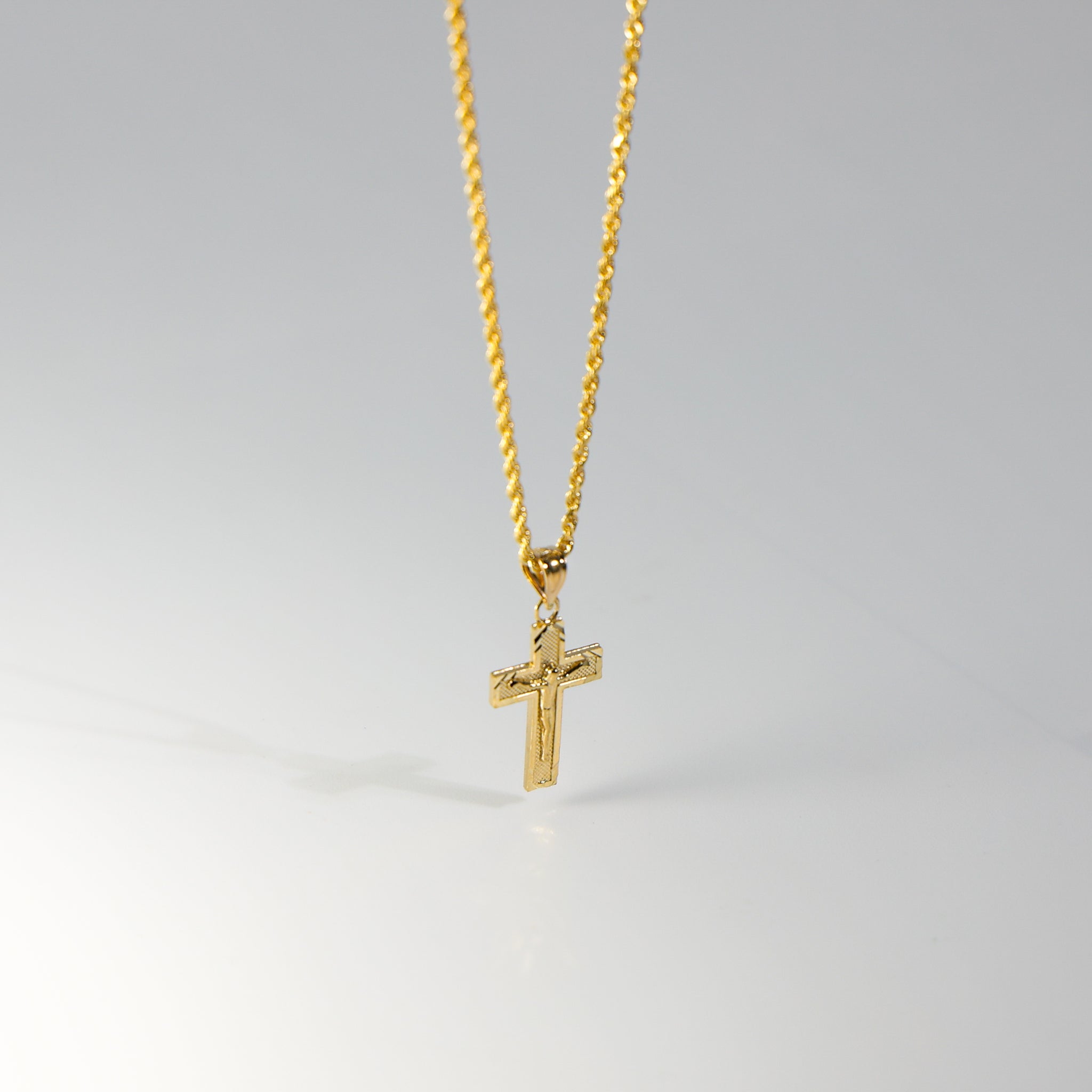 Gold Crucifix Cross Diamond Cut Pendant Model-0043 - Charlie & Co. Jewelry
