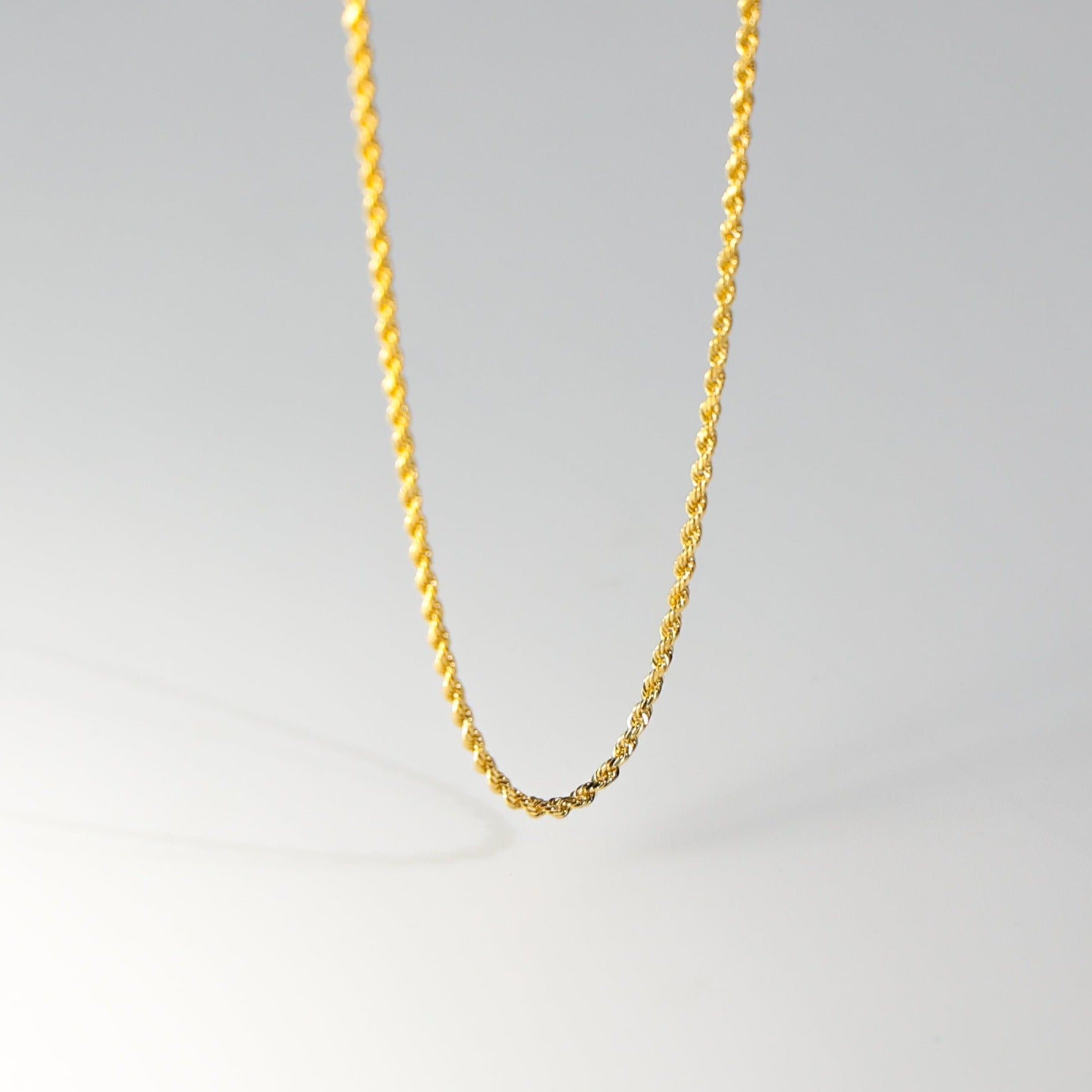 Gold Diamond Cut 1.5mm Solid Rope Chain Model-0390 - Charlie & Co. Jewelry