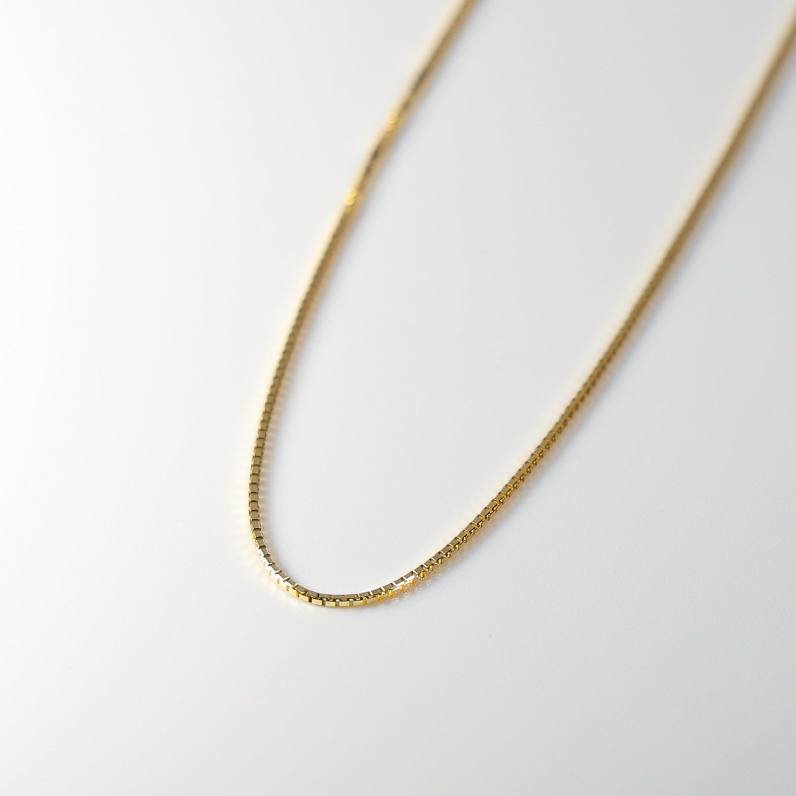 Gold Box Chain Necklace 0.8mm Width Model-0256