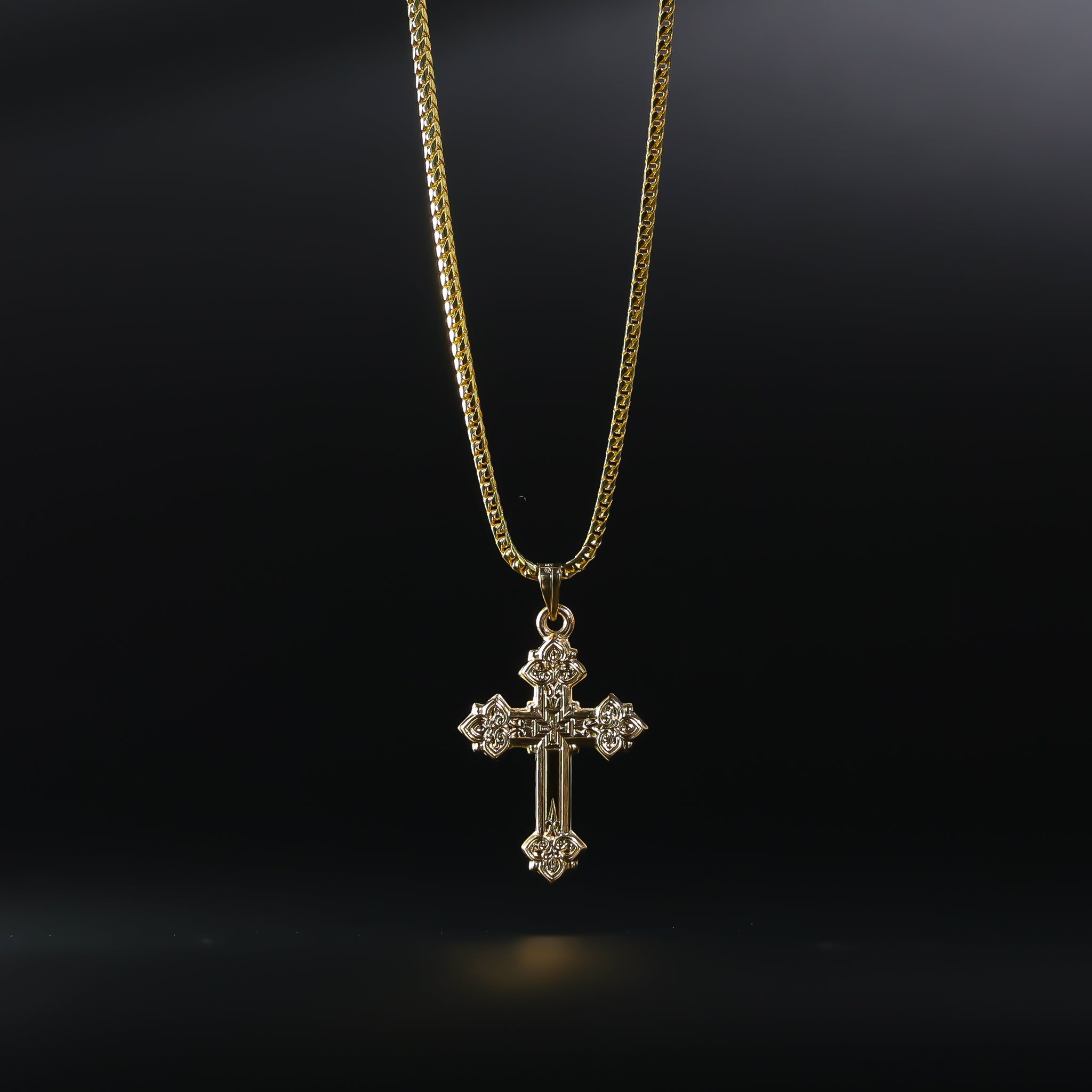 Gold Intricate Cross Religious Pendant Model-883 - Charlie & Co. Jewelry
