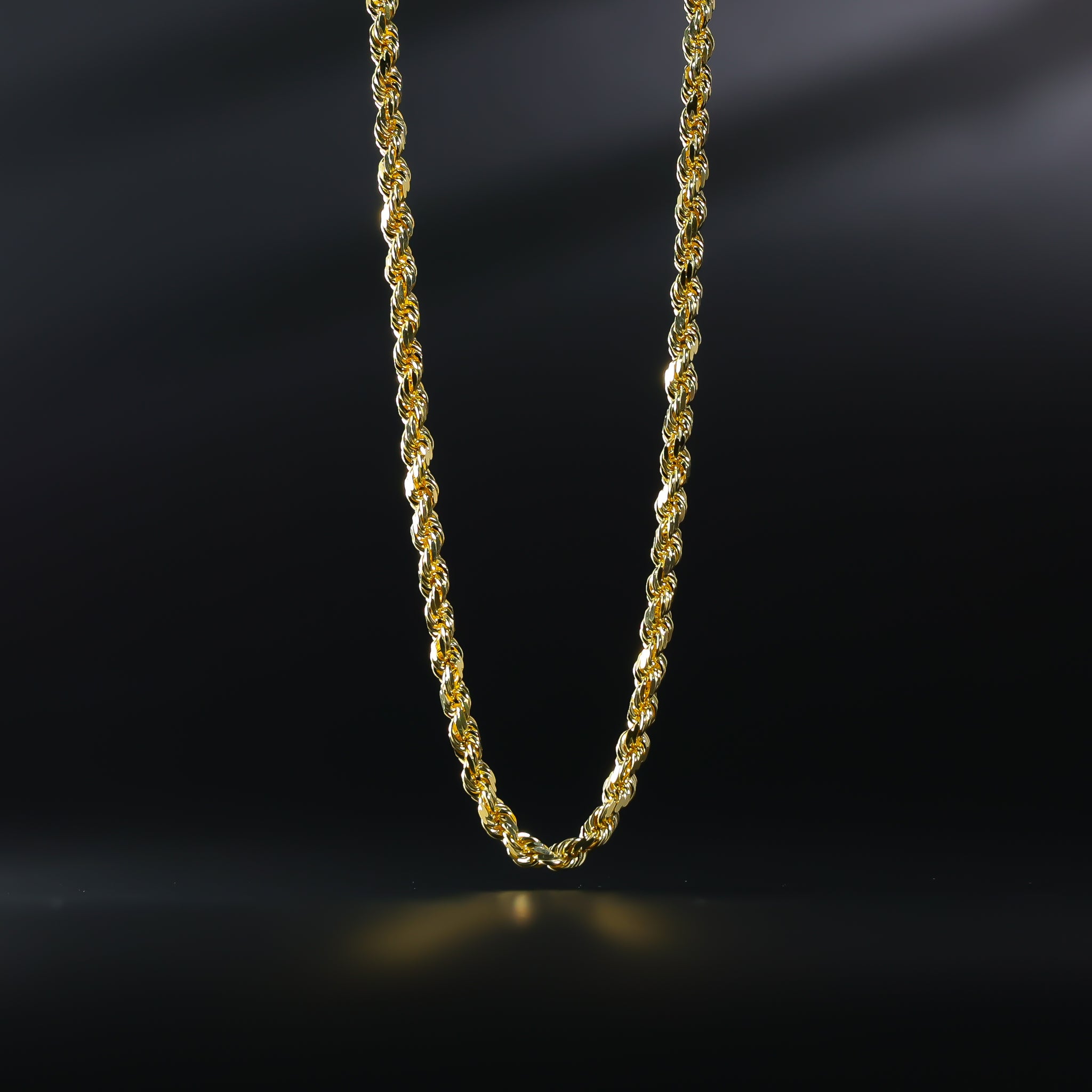 10K Yellow Gold Solid Diamond Cut Rope Chain Necklace (4mm, 22 inch), adult Unisex, Size: 4 mm