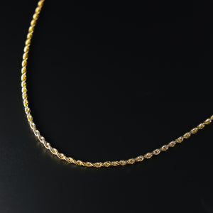 Gold Diamond Cut 2.5mm Solid Rope Chain Model-0388 - Charlie & Co. Jewelry