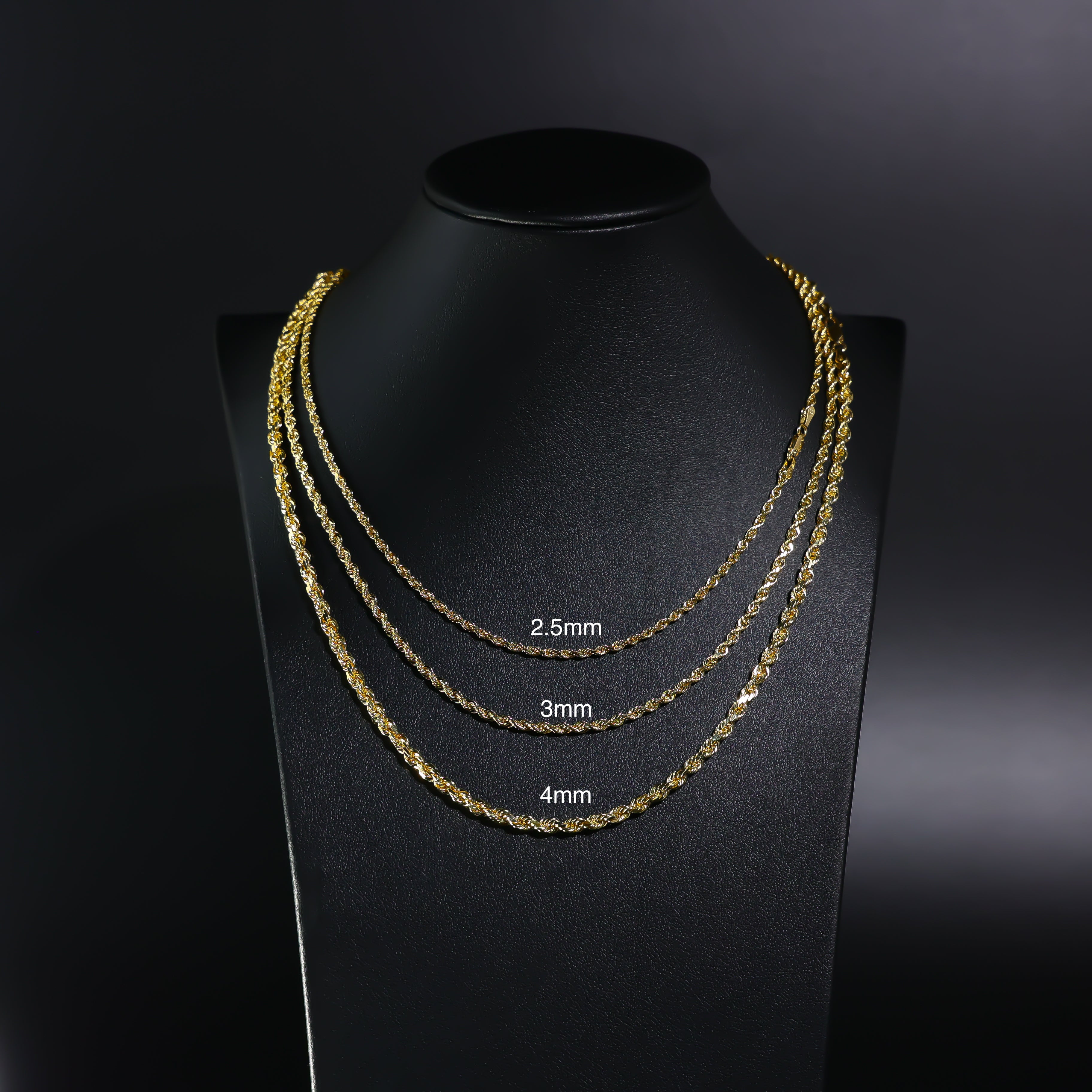 Gold Diamond Cut 4mm Solid Rope Chain Model-0386 - Charlie & Co. Jewelry