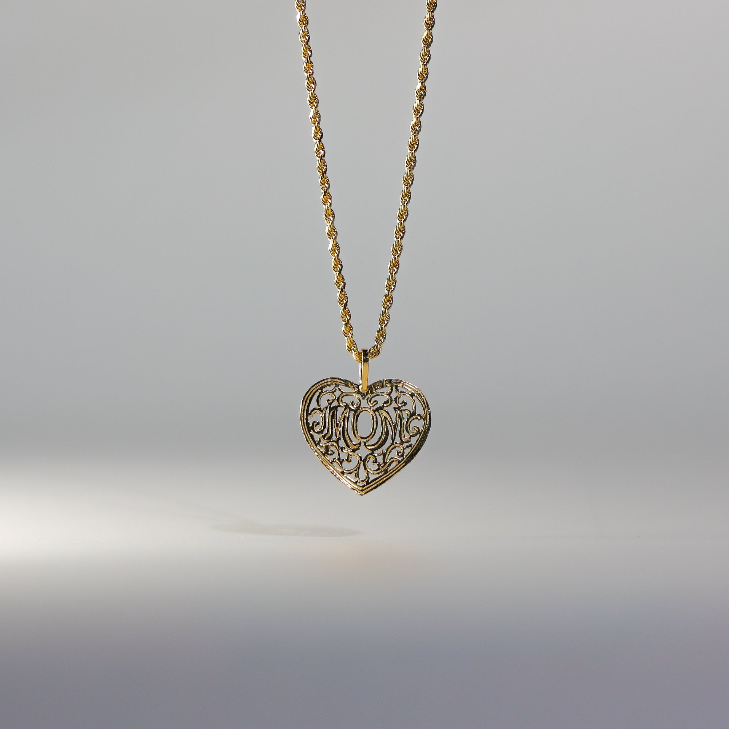 Gold Mom Heart Pendant Model-1831 - Charlie & Co. Jewelry