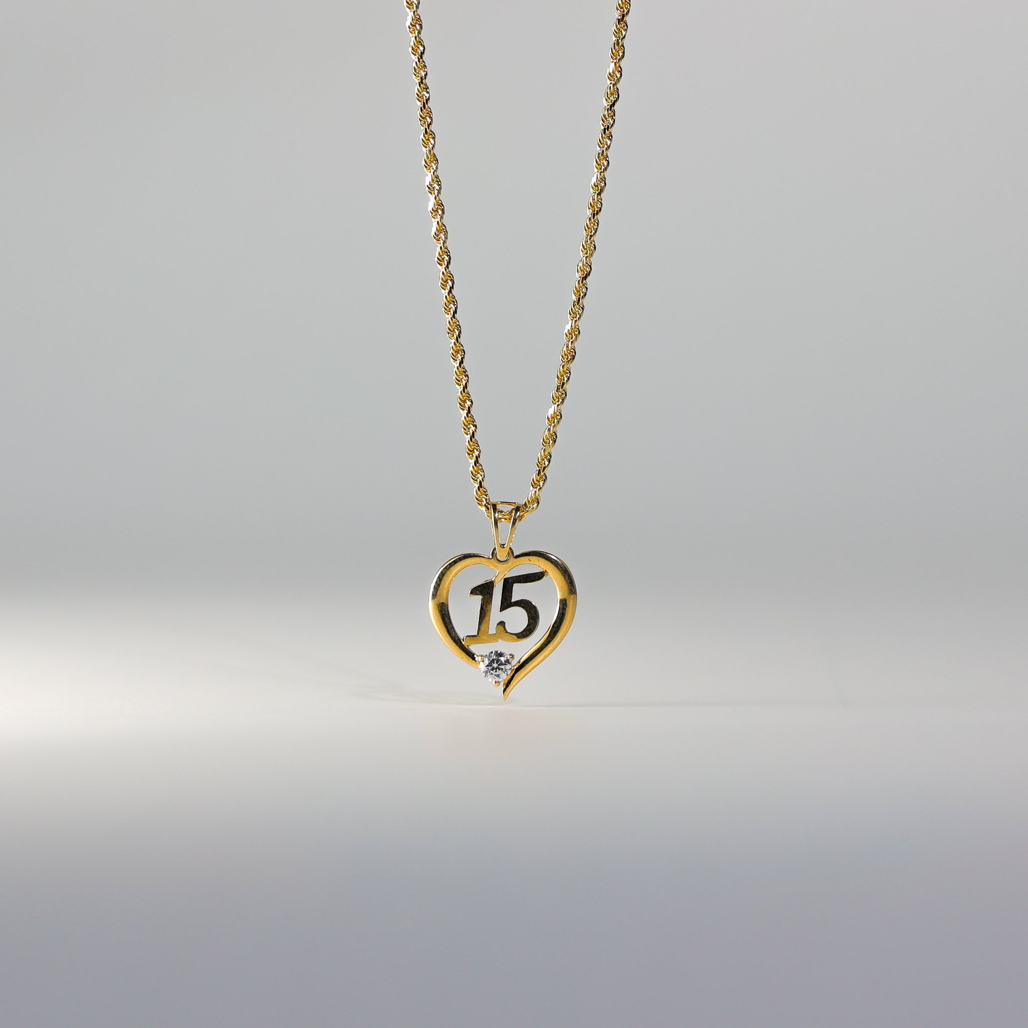 Gold Sweet 15 Years CZ Pendant Model-719 - Charlie & Co. Jewelry