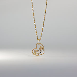 Gold CZ Flower Heart Pendant Model-753 - Charlie & Co. Jewelry