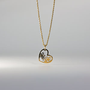 Gold CZ Flower Heart Pendant Model-753 - Charlie & Co. Jewelry