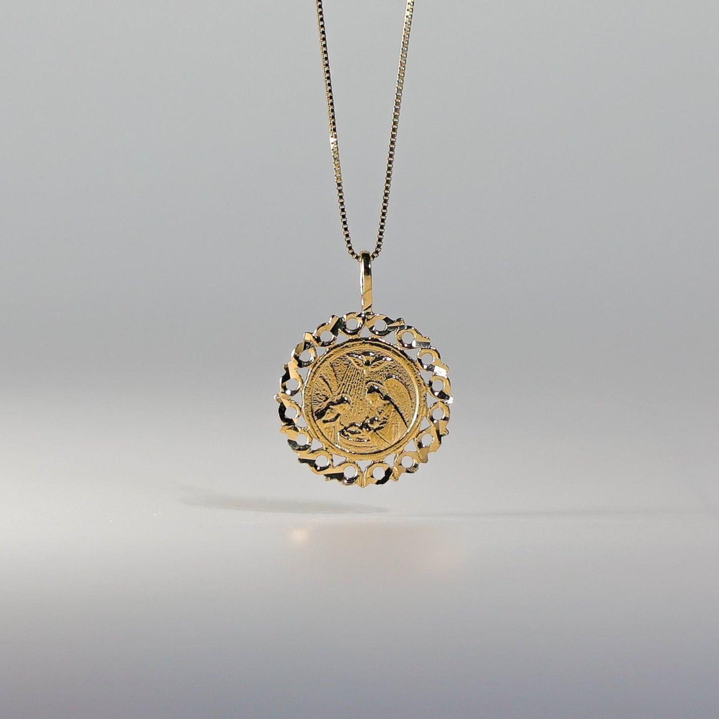 Gold Dainty Baptism Round Pendant Model-1446 - Charlie & Co. Jewelry