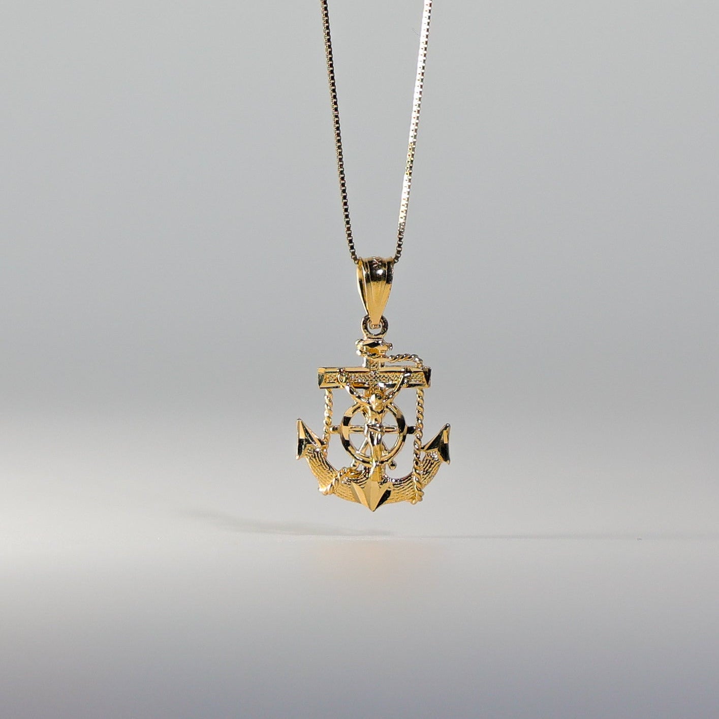 Gold Dainty Mariner Anchor Crucifix Pendant Model-1228 - Charlie & Co. Jewelry
